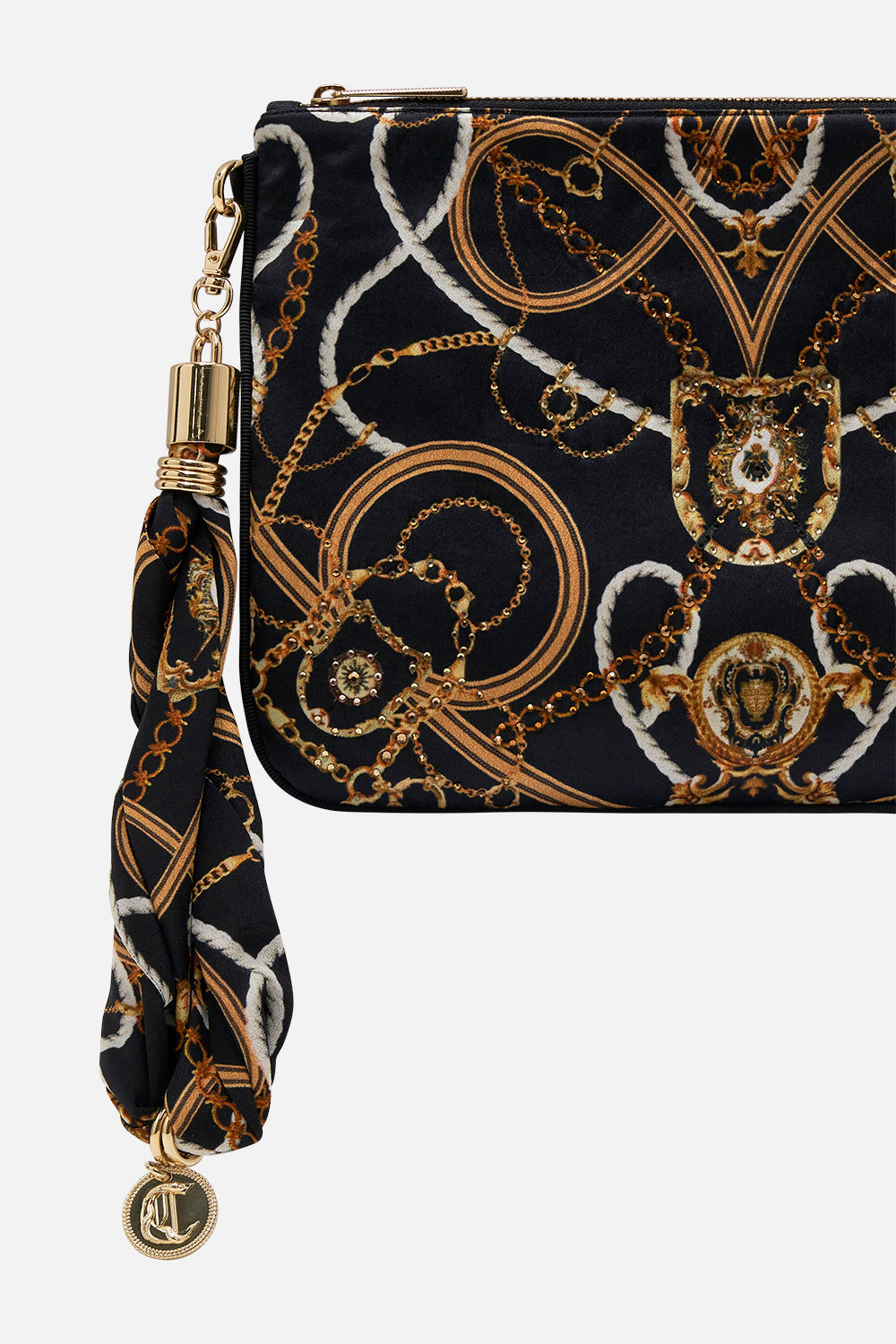 Product view of CAMILLA silk clutch bag in Coast to Coast print