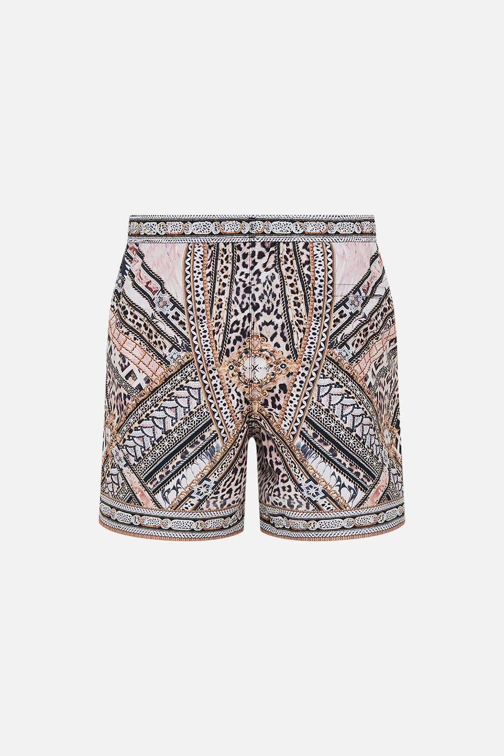 Back product view of Hotel Franks By CAMILLA mens animal print boardshort in Mosaic Muse 