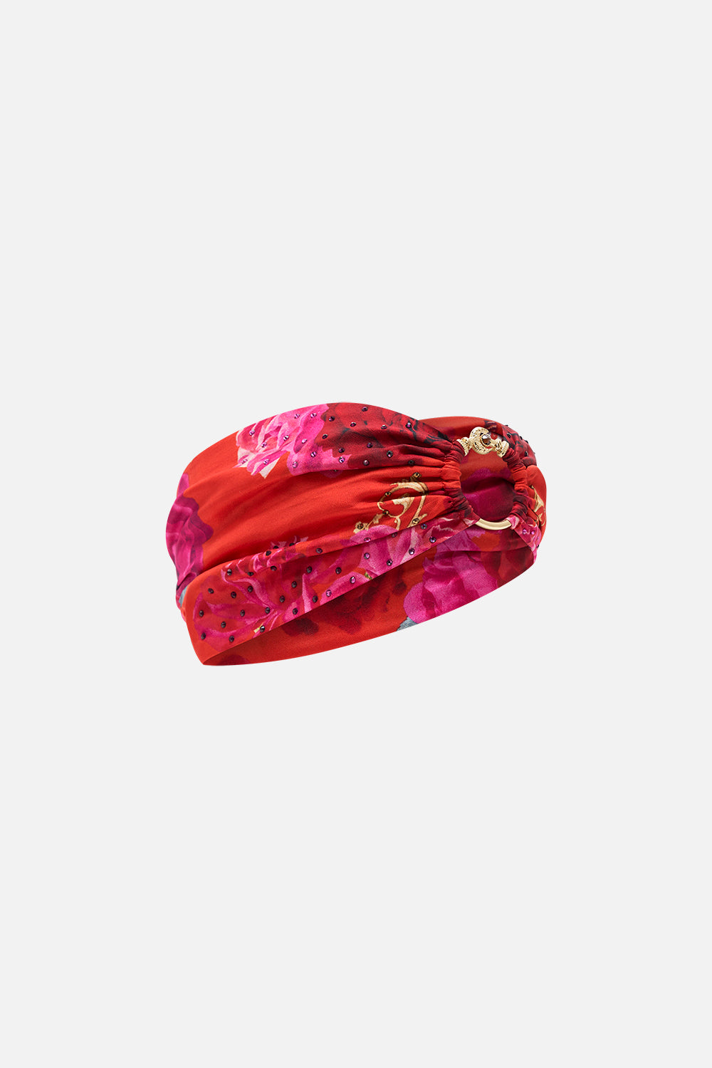 Product view of CAMILLA ring headband in An Italian Rosa print