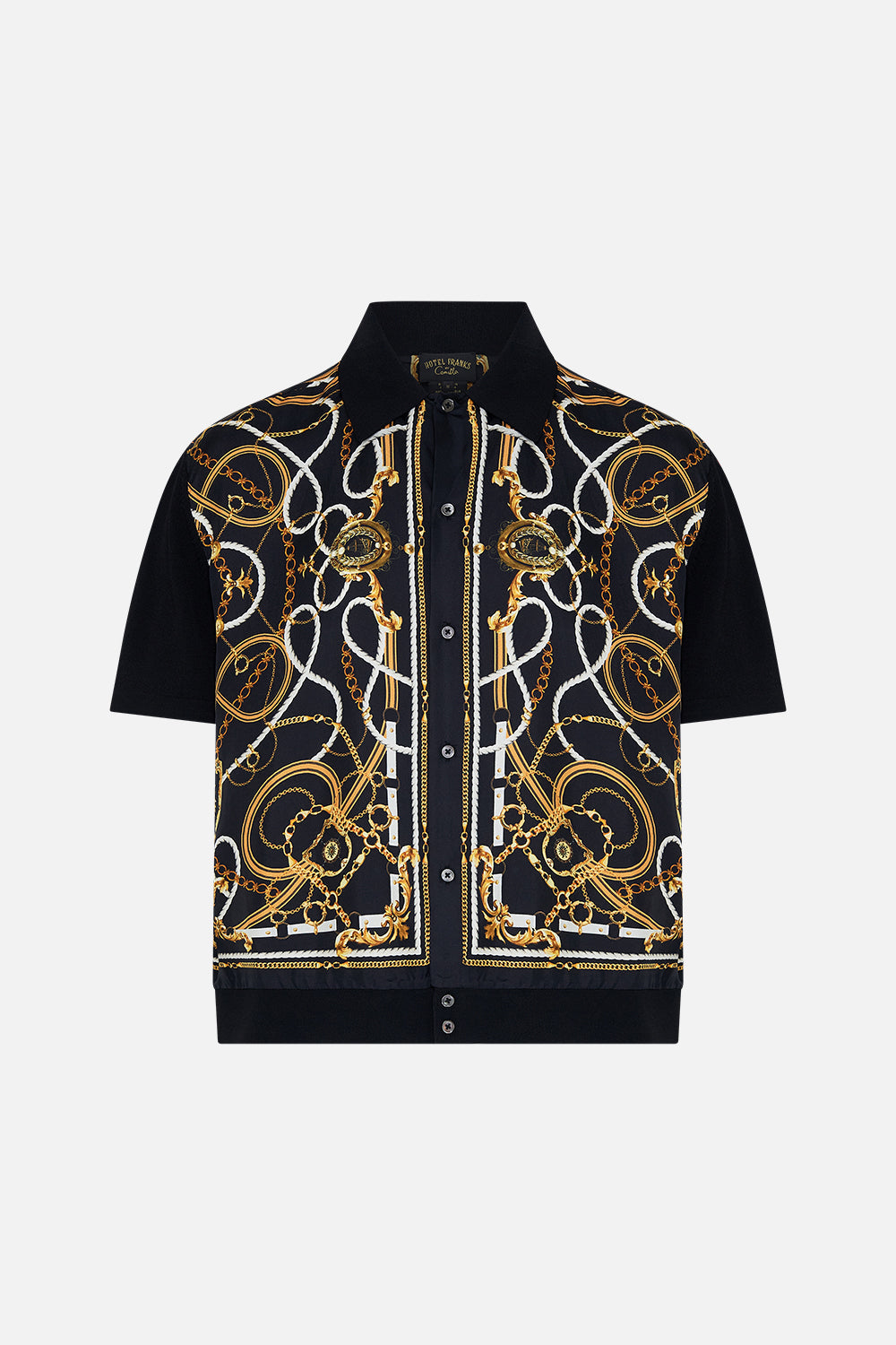Product view of Hotel Franks By CAMILLA mens silk shirt in Coast to Coast print