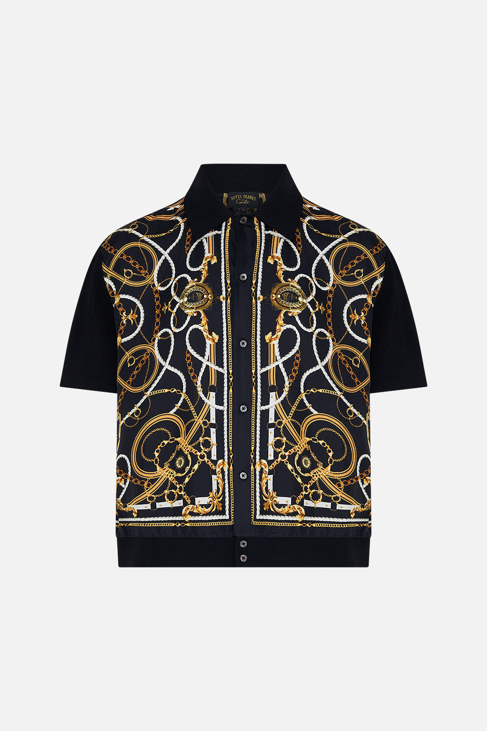 Product view of Hotel Franks By CAMILLA mens silk shirt in Coast to Coast print
