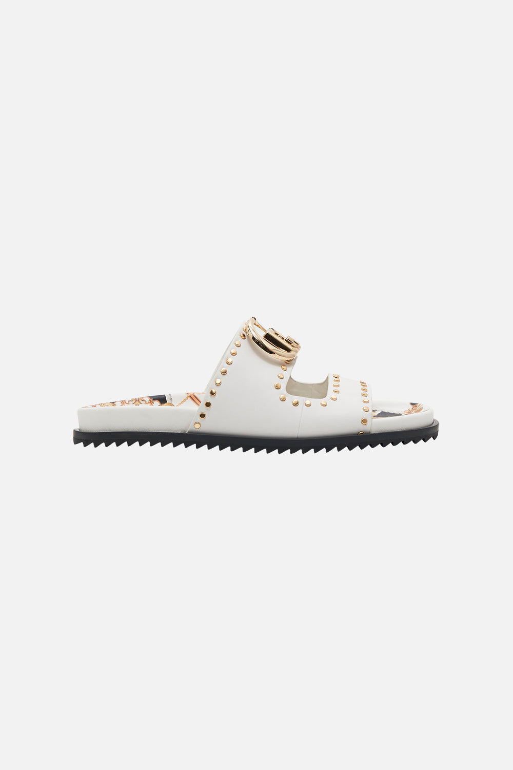 Product view of CAMILLA designer sandals in Sea Charm print 