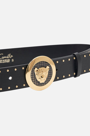 Product view of CAMILLA black leather belt 