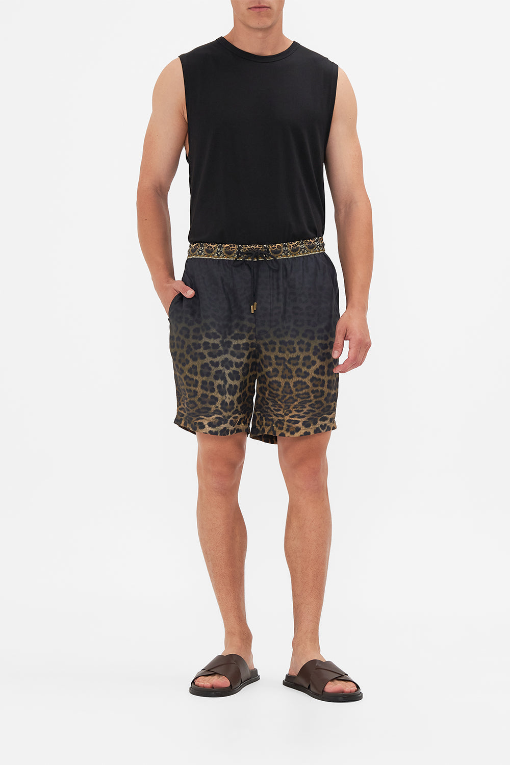 Front view of Hotel Franks By CAMILLA mens walkshorts in Masked At Moonlight