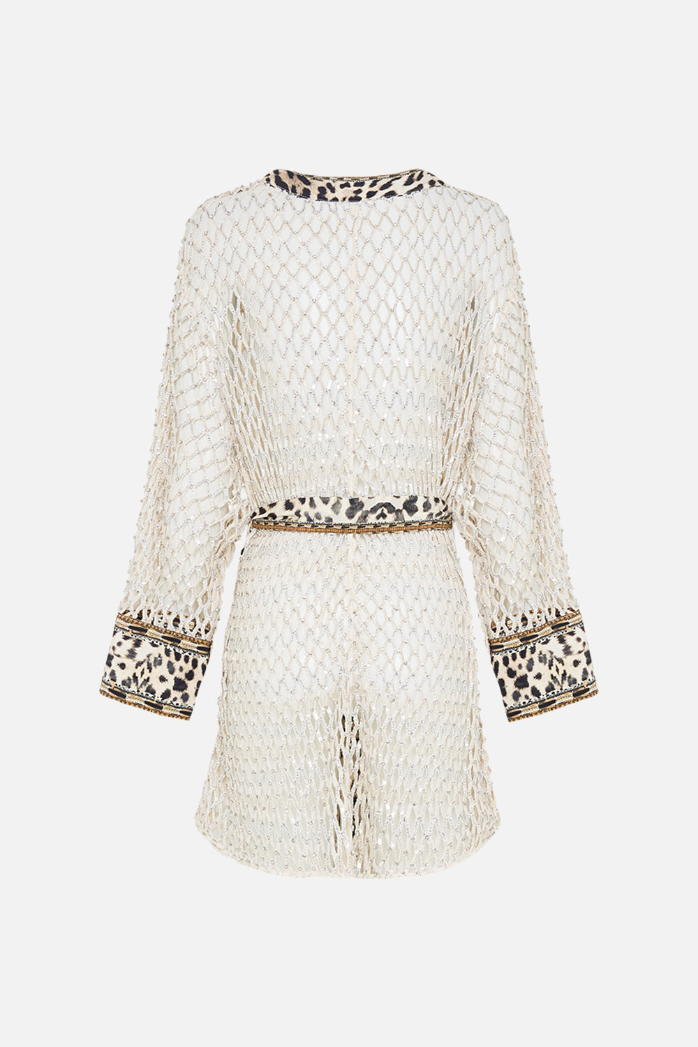 Back product view of CAMILA silk kimono in Mosaic Muse print