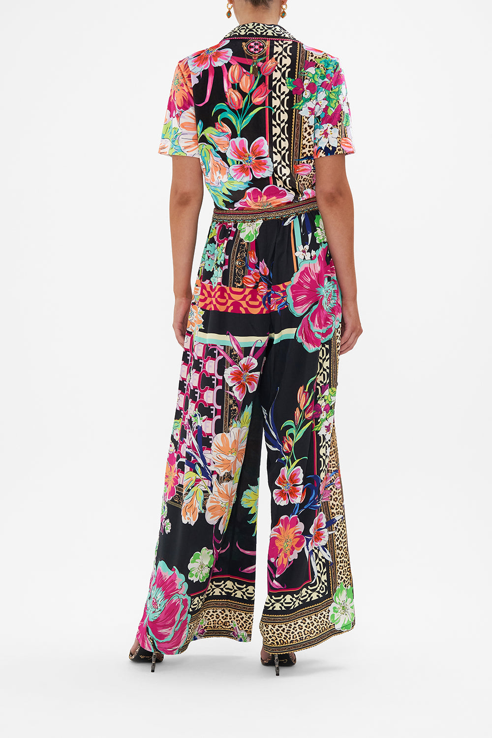 WIDE LEG TROUSER WITH FRONT POCKETS PRINTED PRIMA VERA