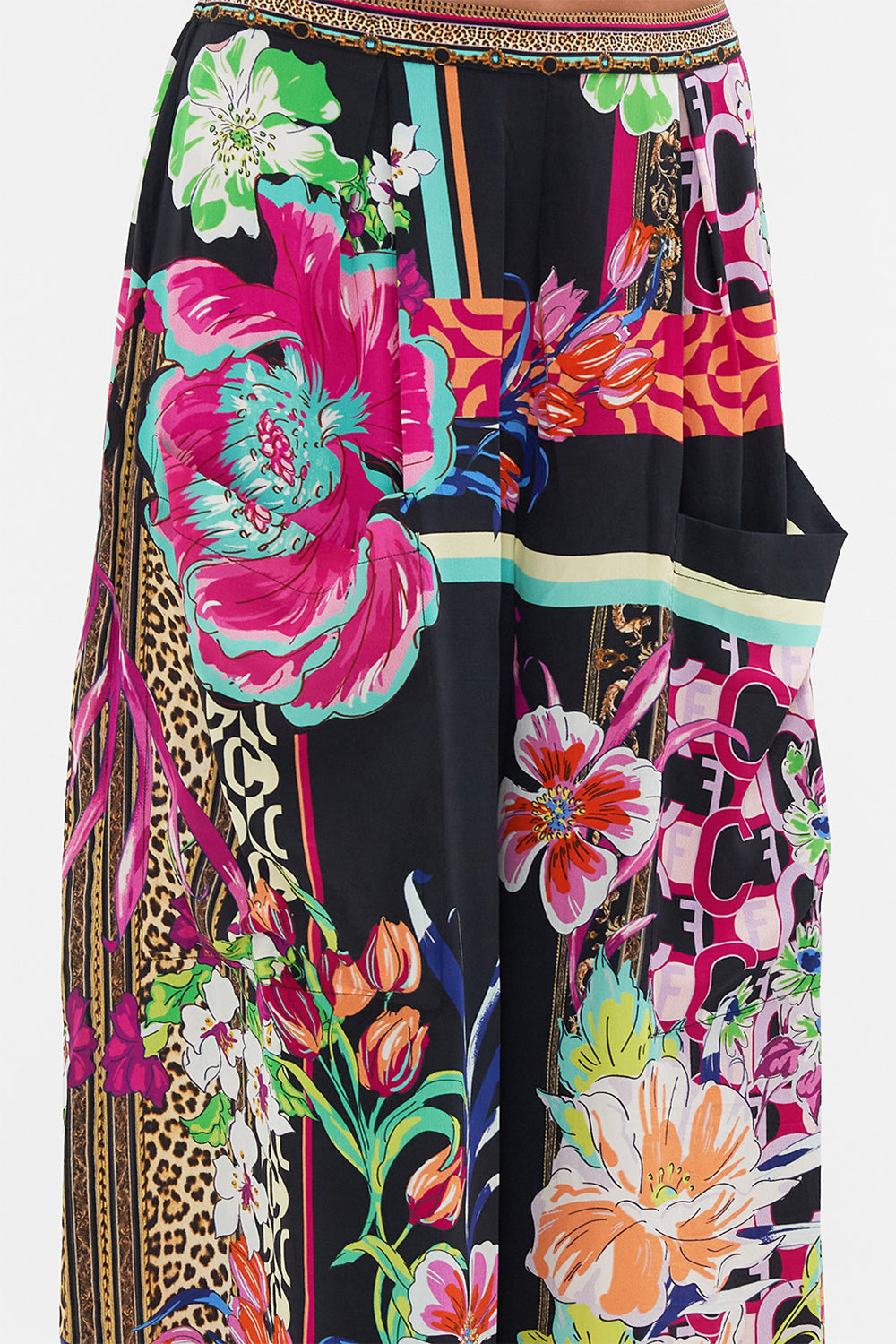 WIDE LEG TROUSER WITH FRONT POCKETS PRINTED PRIMA VERA