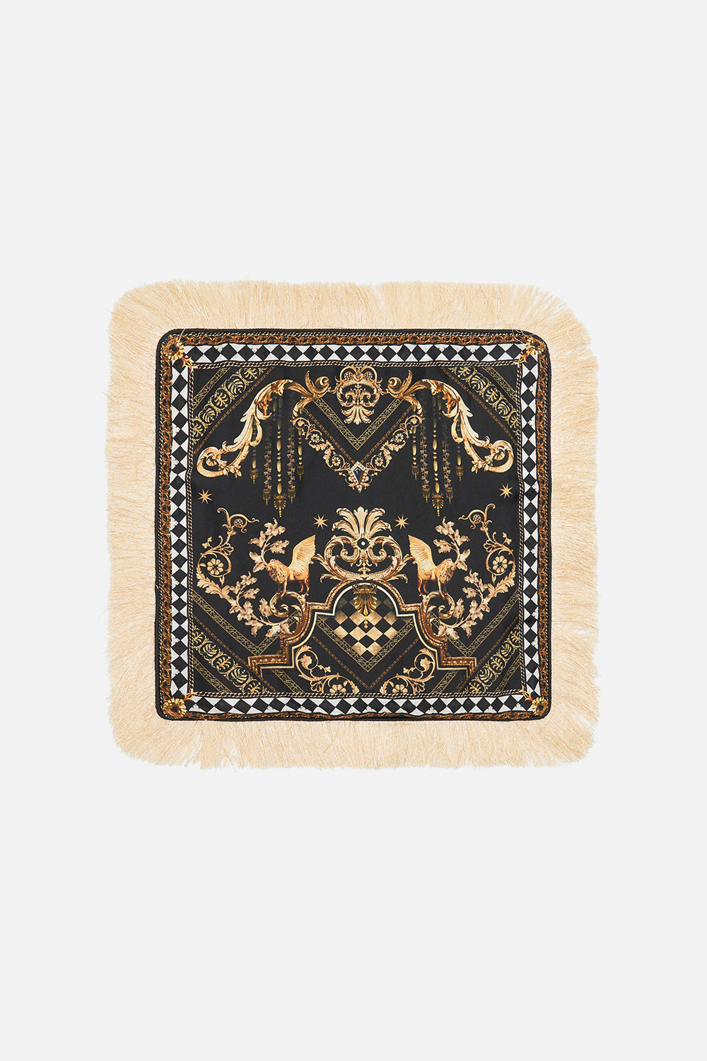 Product view of VILLA CAMILLA home small silk square cushion in Duomo Dynasty print