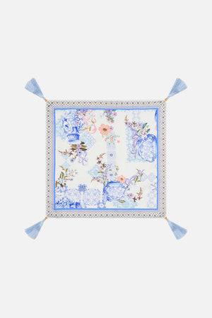 Product view of VILLA CAMILLA home small silk cushion in Paint Me Positano print