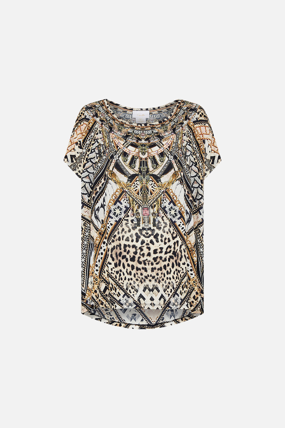 Product view of CAMILLA animal print tee in Mosaic Muse