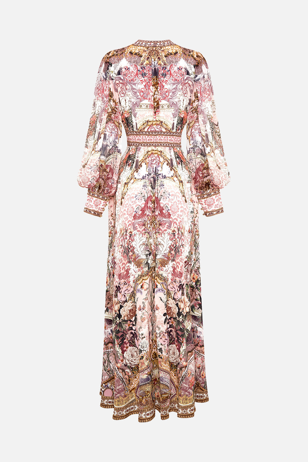 Back product view of CAMILLA silk floral maxi dress in Kissed By The Prince print