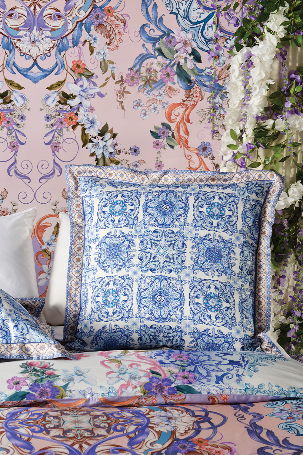 Product view of VILLA CAMILLAhome  european pillowcase in Paint Me Positano print