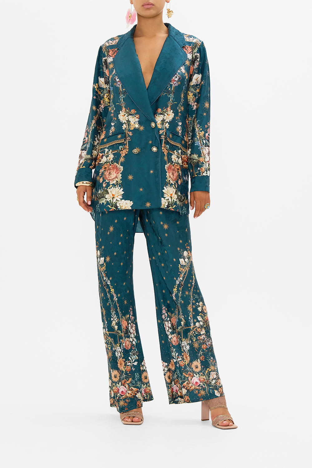 CAMILLA silk jacket in She Who Wears The Crown print