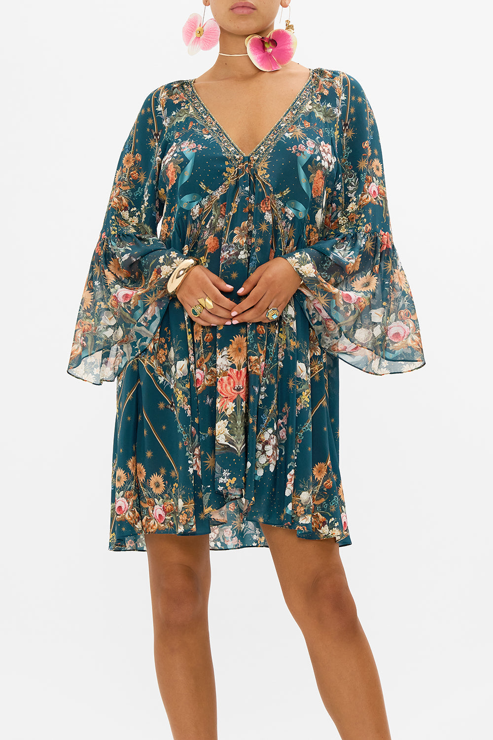 CAMILLA a line dress in She Whi Wears The Crown print