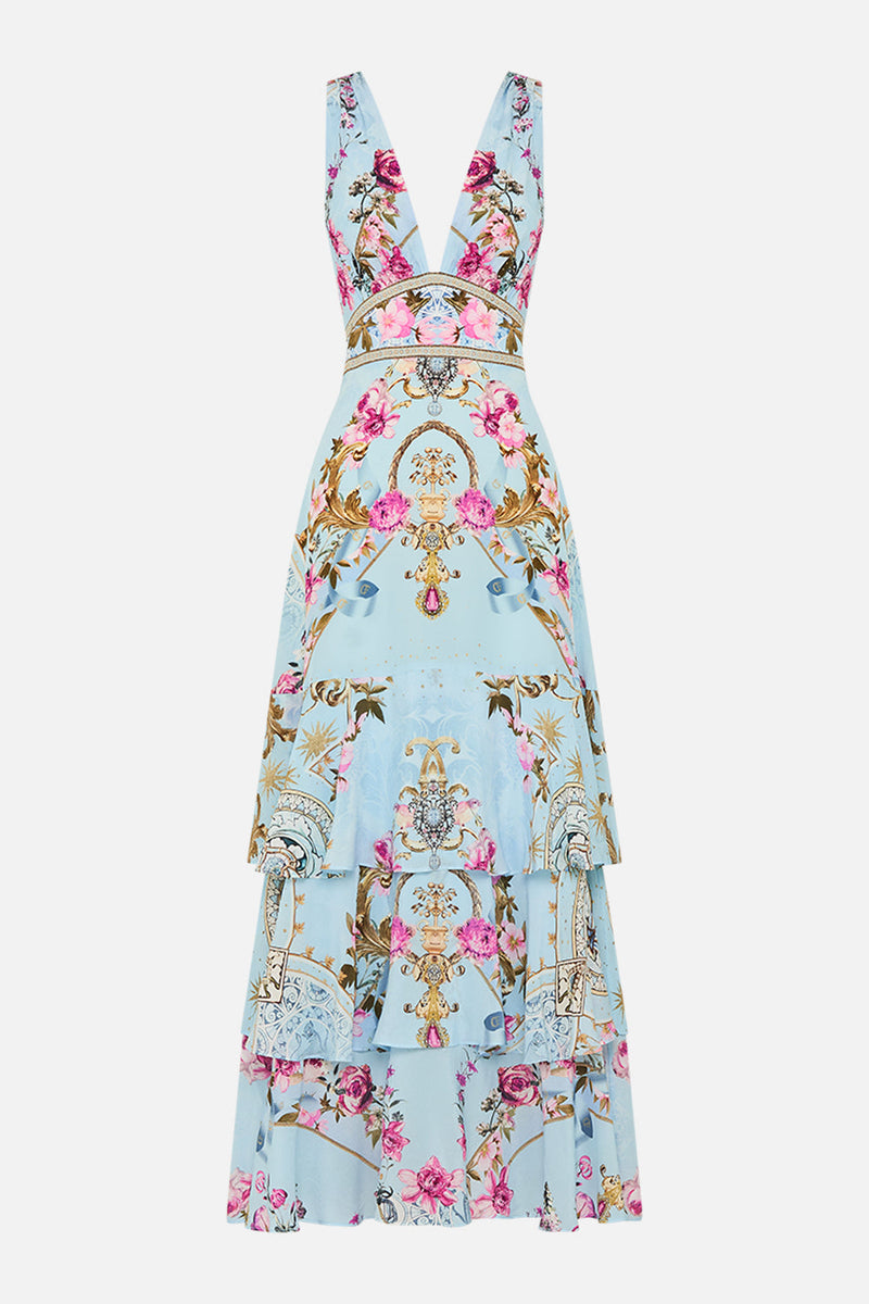 Camilladress Ruffle Trim Open Back Printed Maxi Cami Dress main image 1