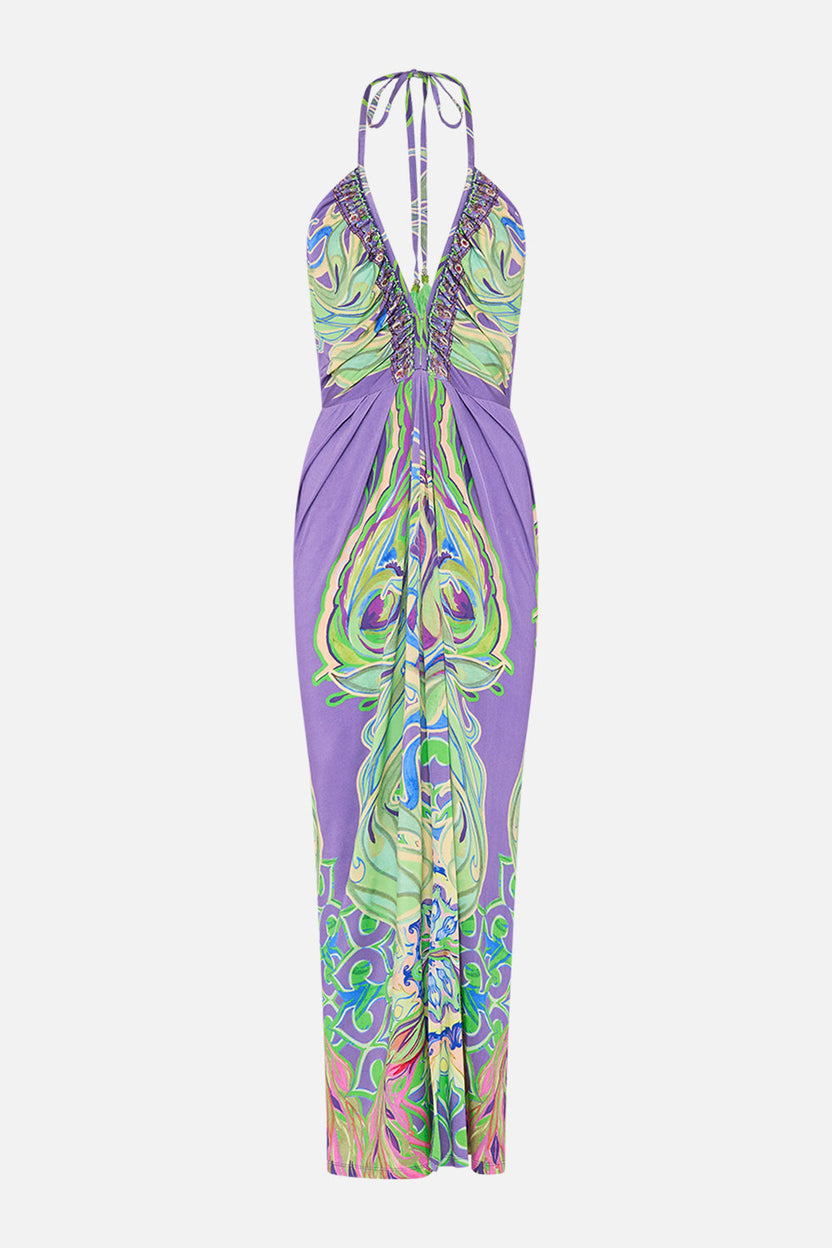 V NECK GATHERED JERSEY DRESS WELCOME TO THE WHITE LOTUS main image 1