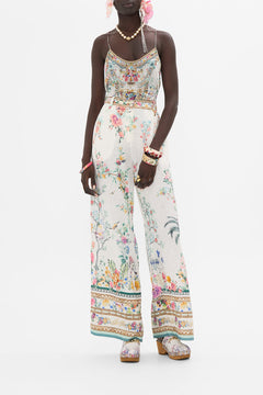 CAMILLA silk pants in Plumes and Parterres print