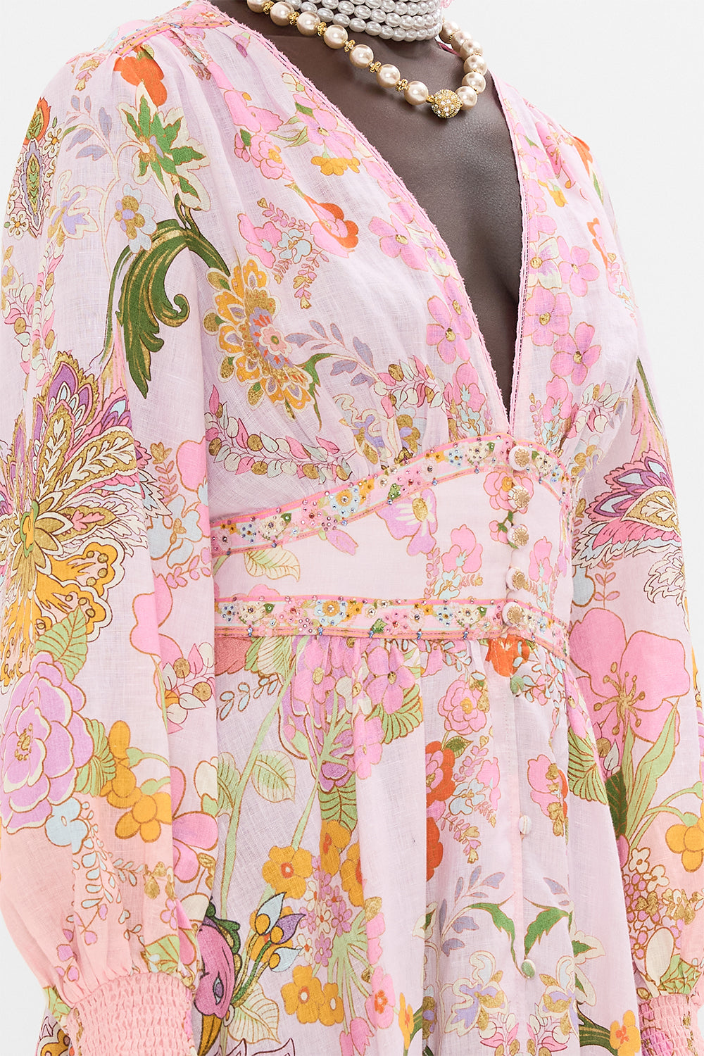 CAMILLA silk floral print dress in Clever Clogs print