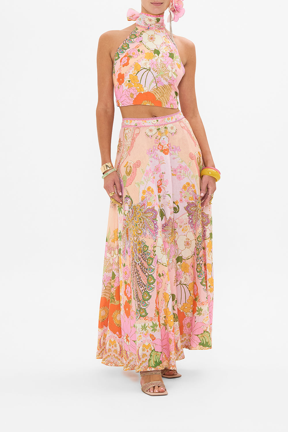 The CAMILLA HALTER TIE BACK TOP CLEVER CLOGS in our CLEVER CLOGS print.