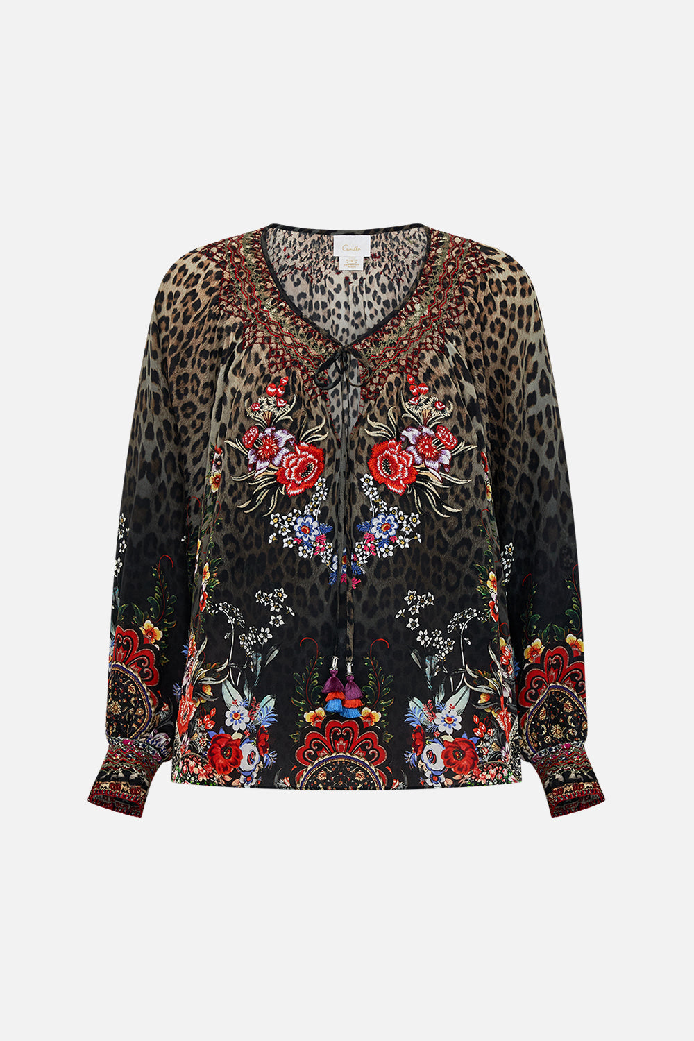 CAMILLA silk blouse in Volendam Dolls print