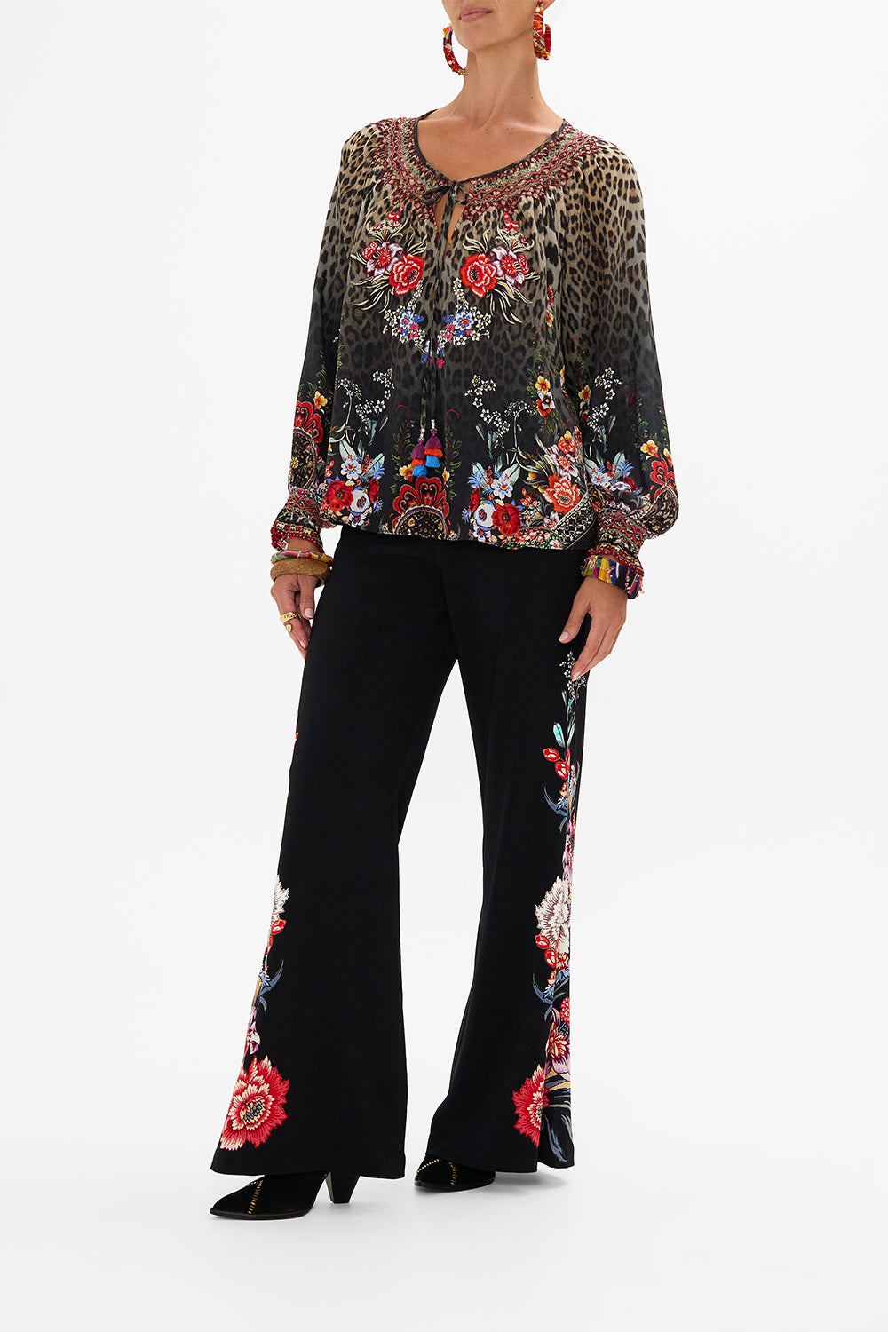 CAMILLA silk blouse in Volendam Dolls print