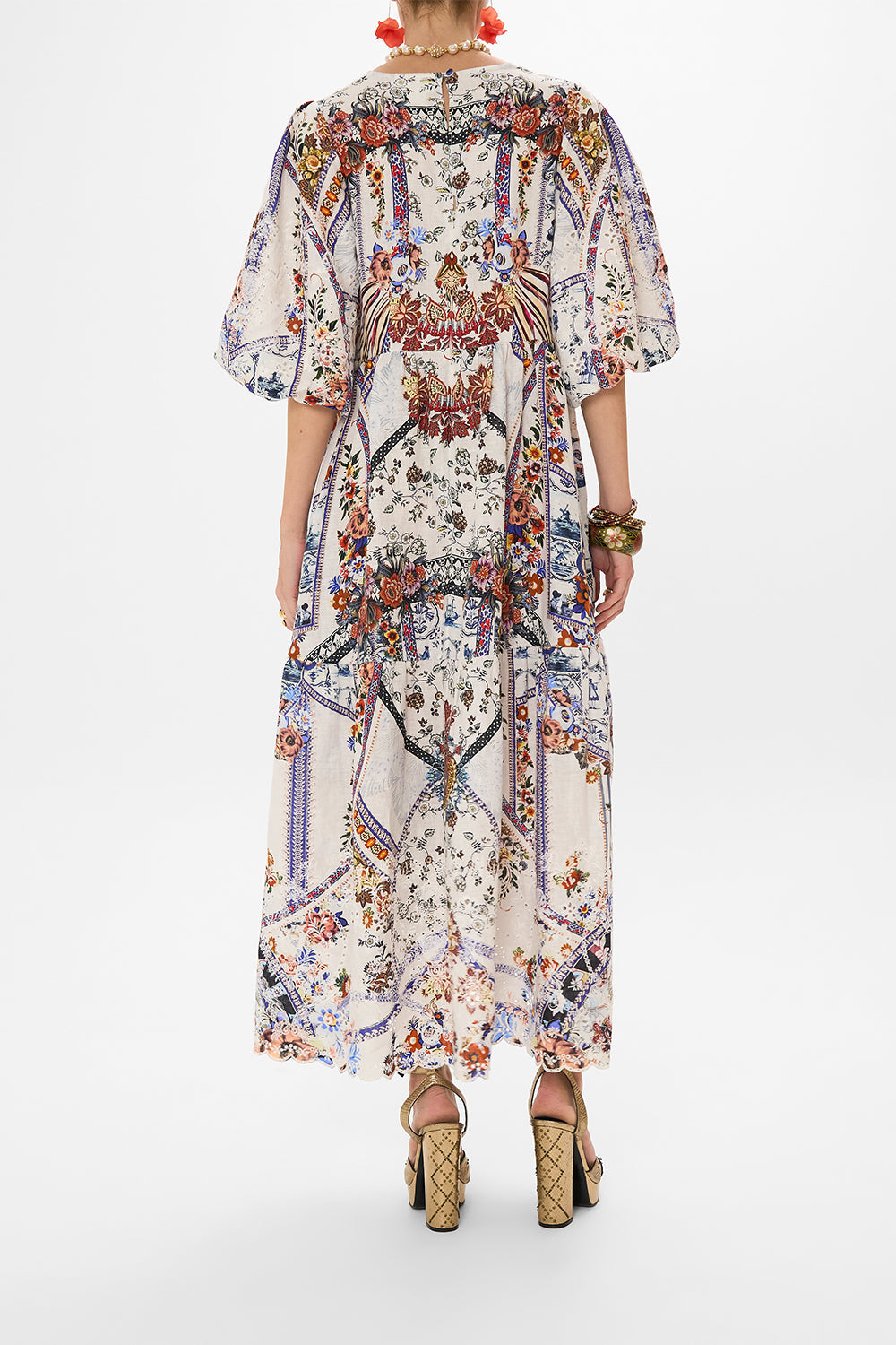 CAMILLA puff sleeve dress in My Folk Art Heart print