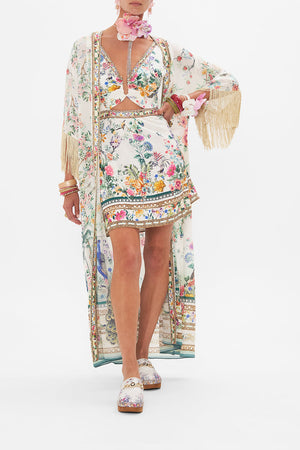 SHORT V NECK CUTOUT DRESS PLUMES AND PARTERRES