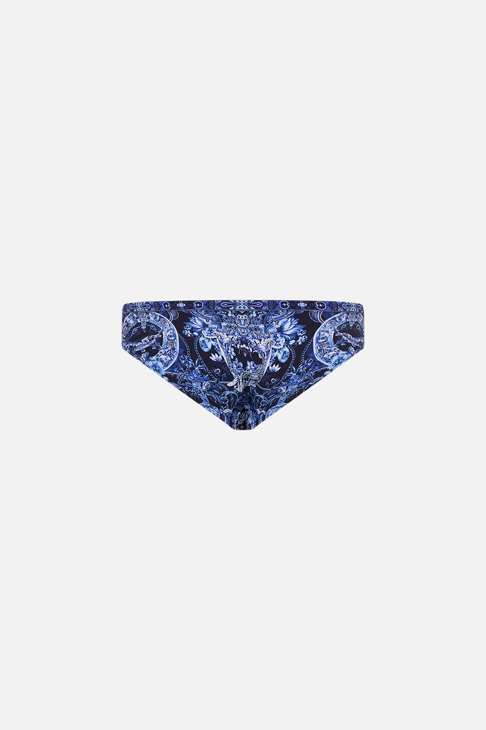 Back product view of Hotel Franks By CAMILLA mens swim brief in Delft Dynasty print