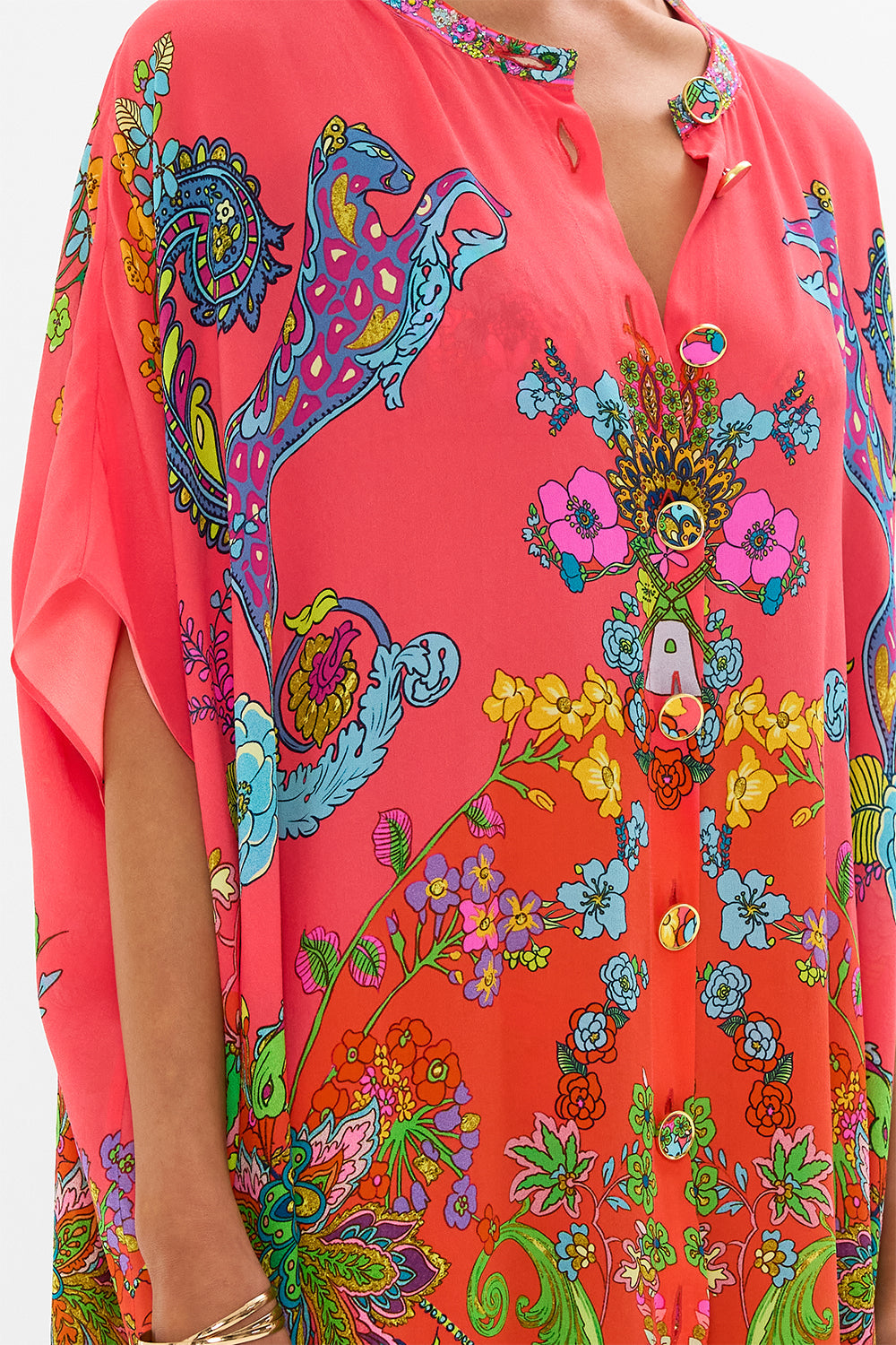 CAMILLA floral silk shrug in Stitched in Time print.
