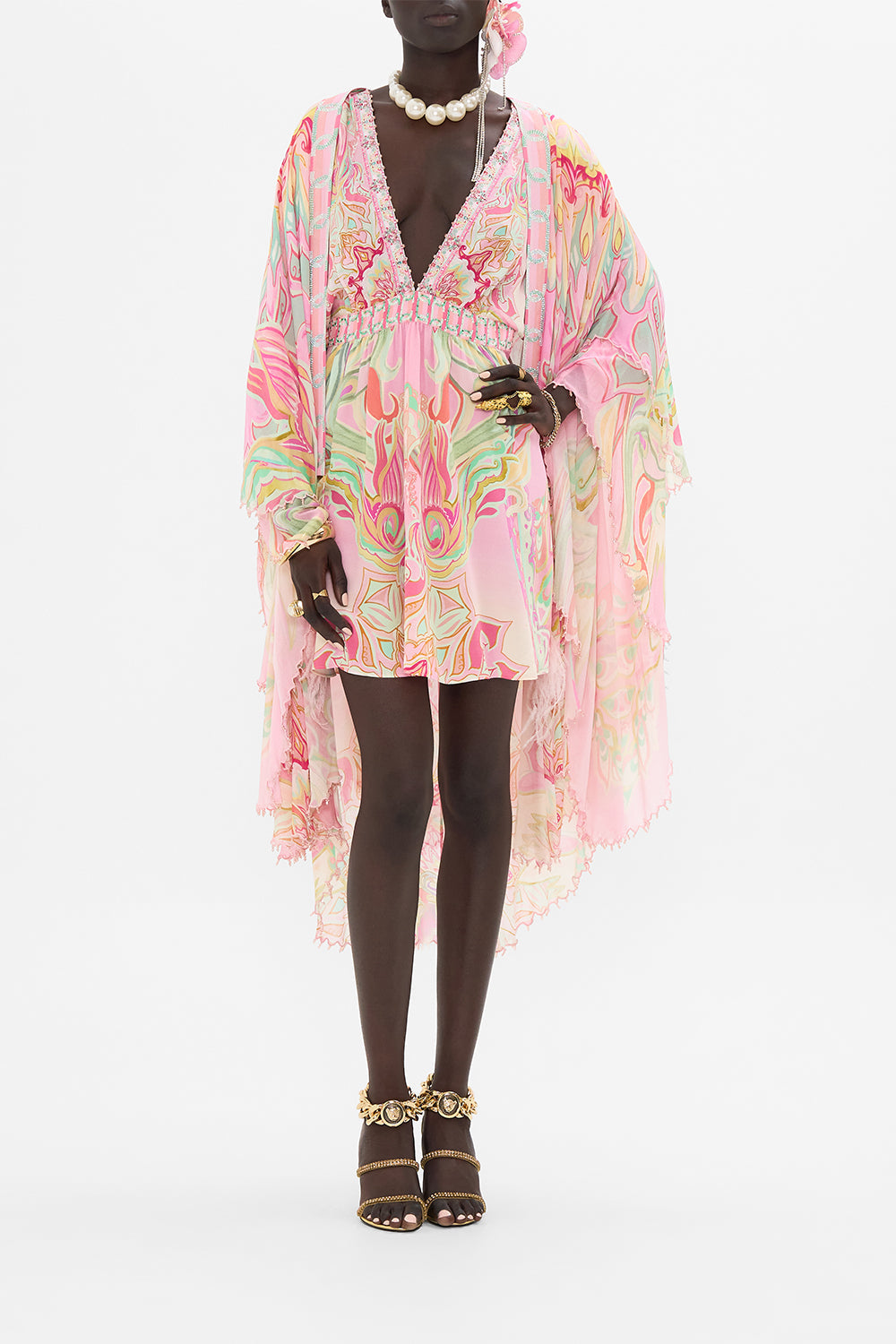 CAMILLA silk mini dress in Tea Wth Tuchinski print