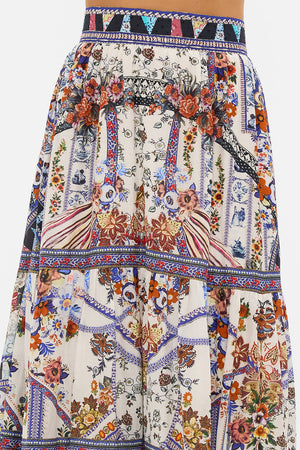 CAMILLA tiered skirt in My Folk Art Heart print 