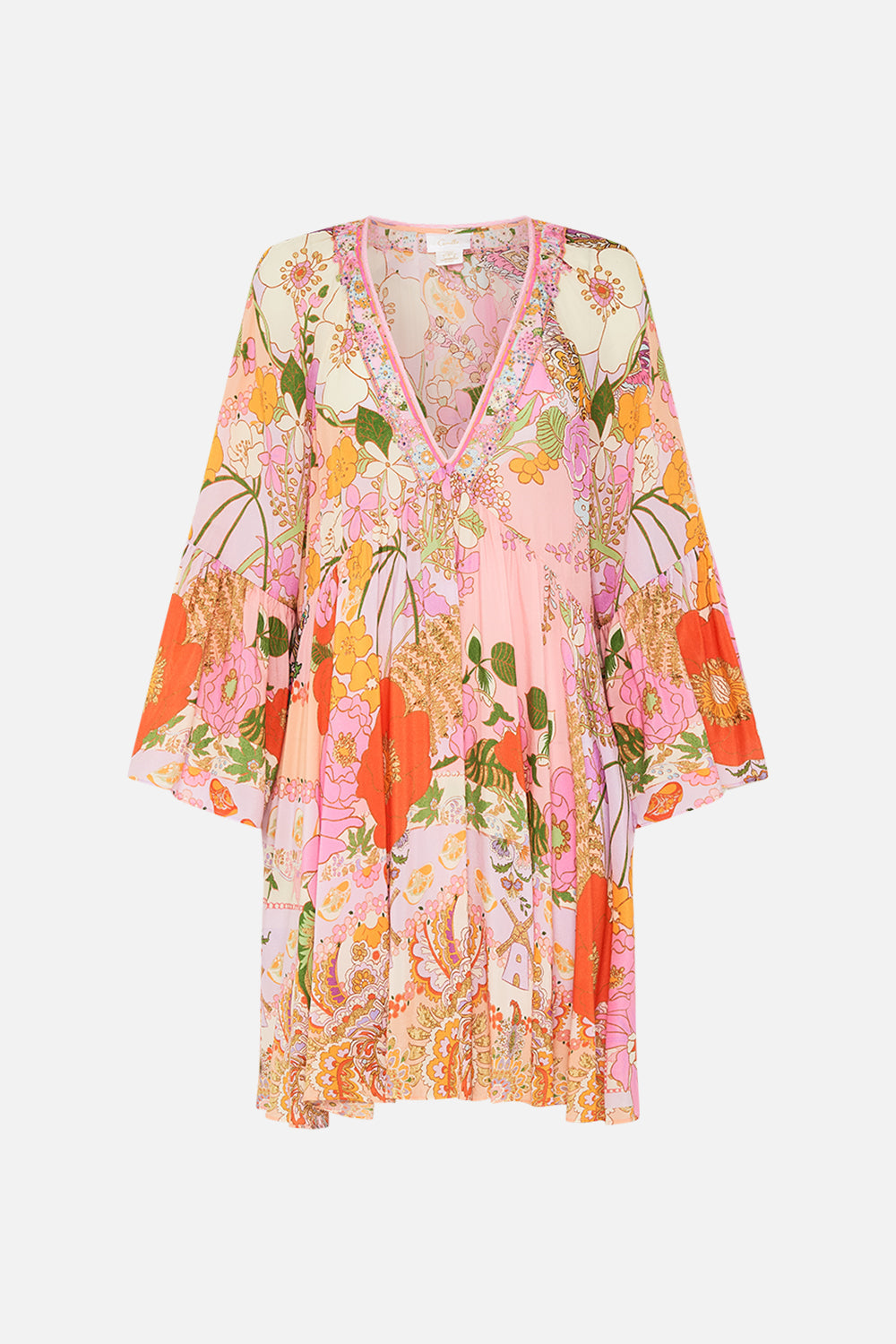 CAMILLA floral a line dress in Clever Clogs print
