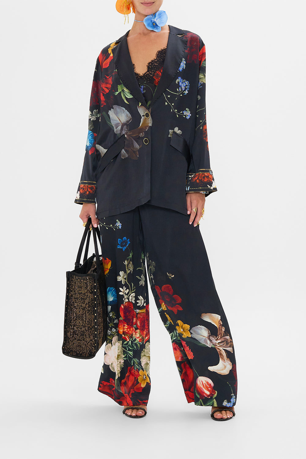 CAMILLA silk jacket in A Still Life print