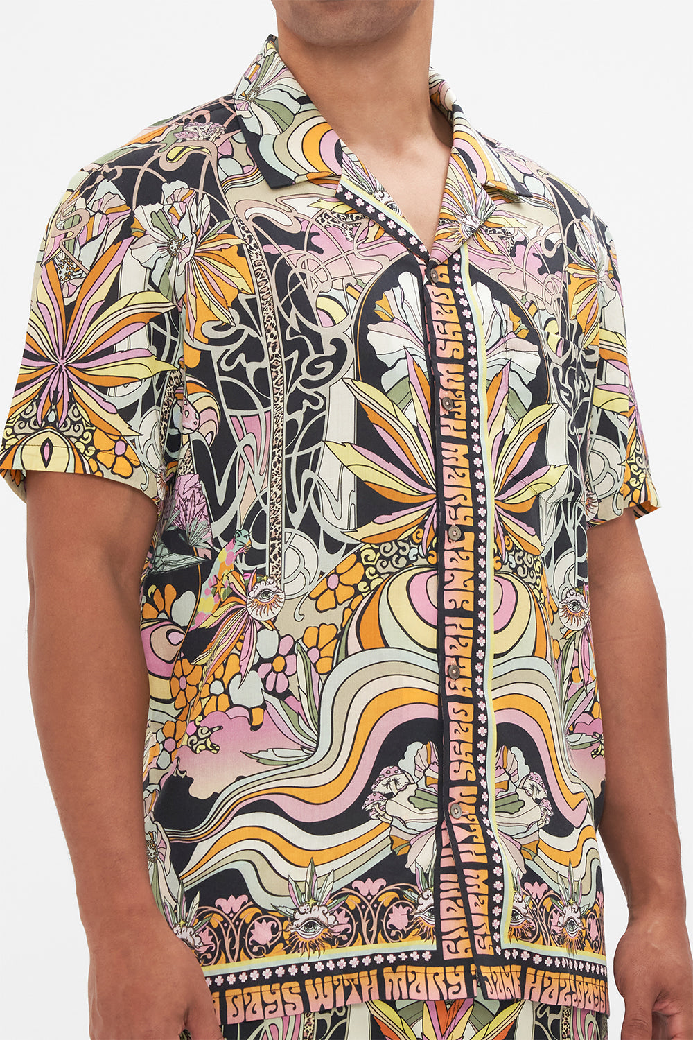Hotel Franks by CAMILLA mens shrt sleeve shirt in Day Trippin print