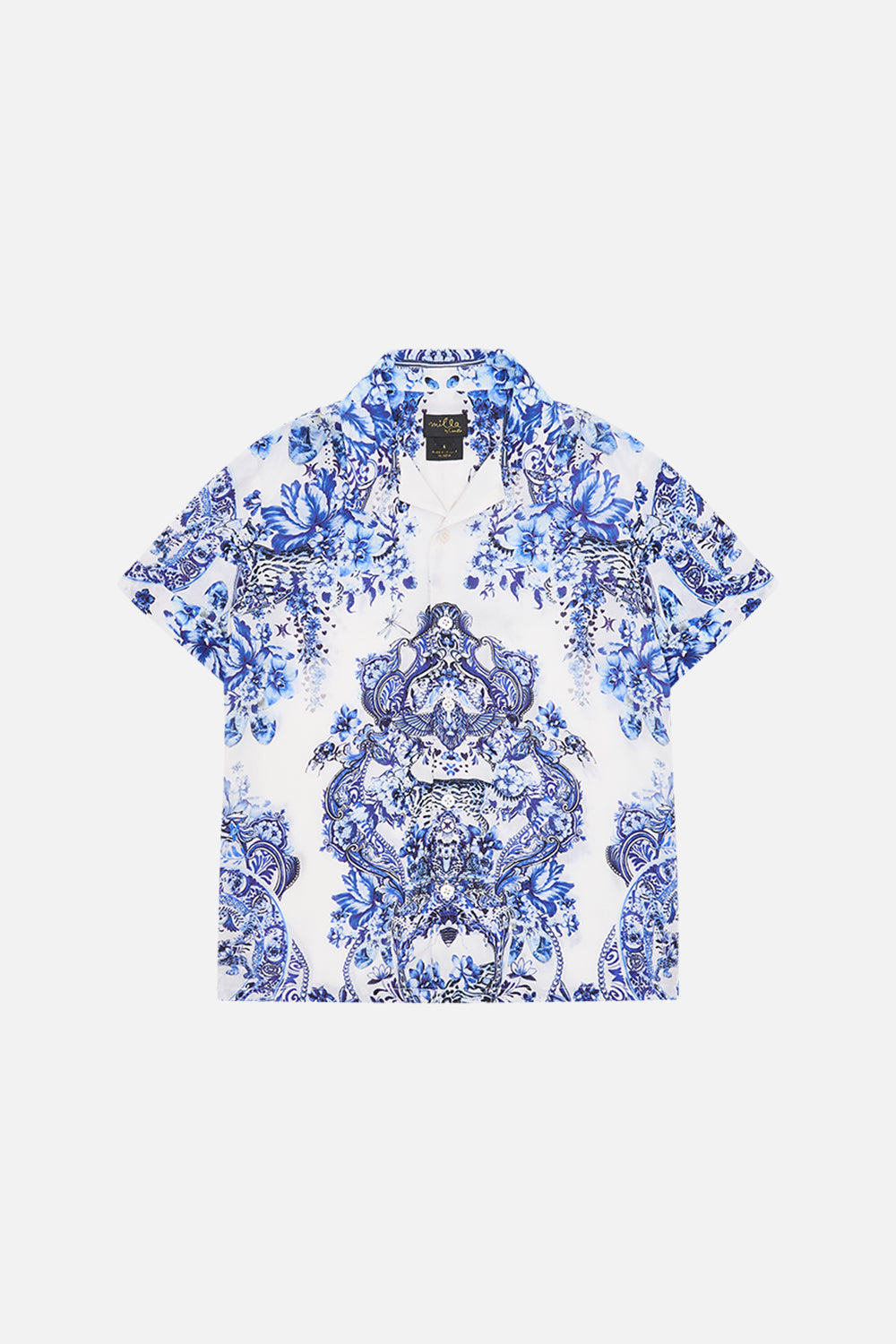Front product view of Milla by CAMILL boys shirt sleeve shirt in Glaze and Graze print