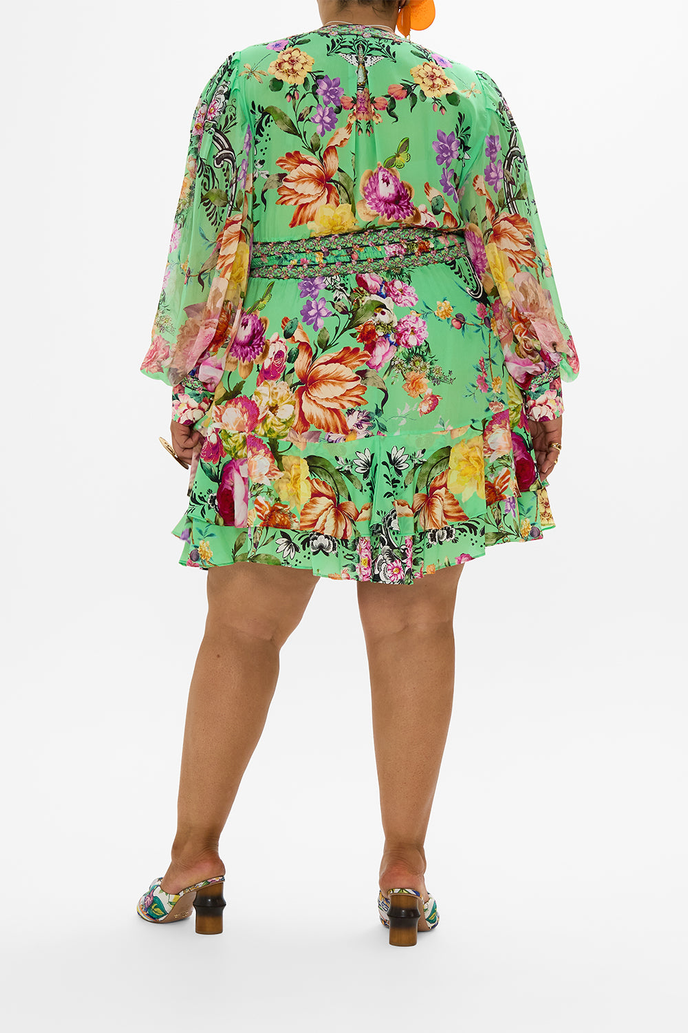 BUTTON FRONT FRILL DRESS PORCELAIN DREAM