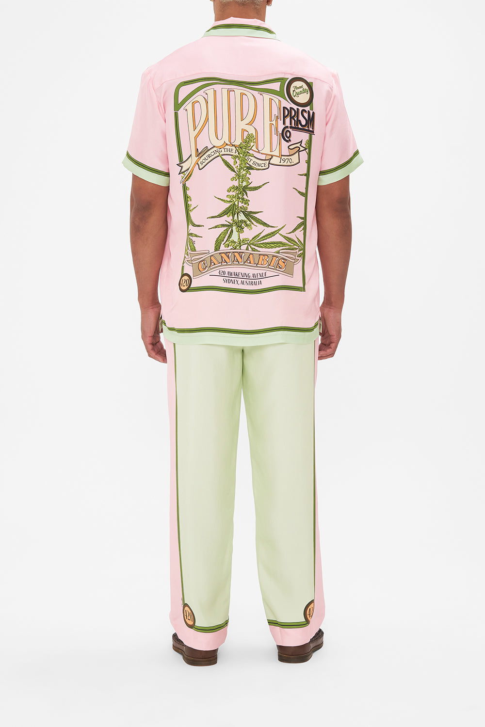 Hotel Franks by CAMILLA mens camp collared printed shirt in Lets Chase Rainbows print