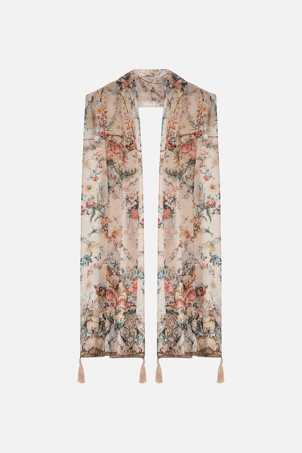 CAMILLA silk scarf in Rose Garden Revolution print