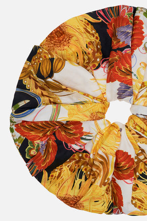 CAMILLA silk scrunchie in Sunflowers On My Mind print