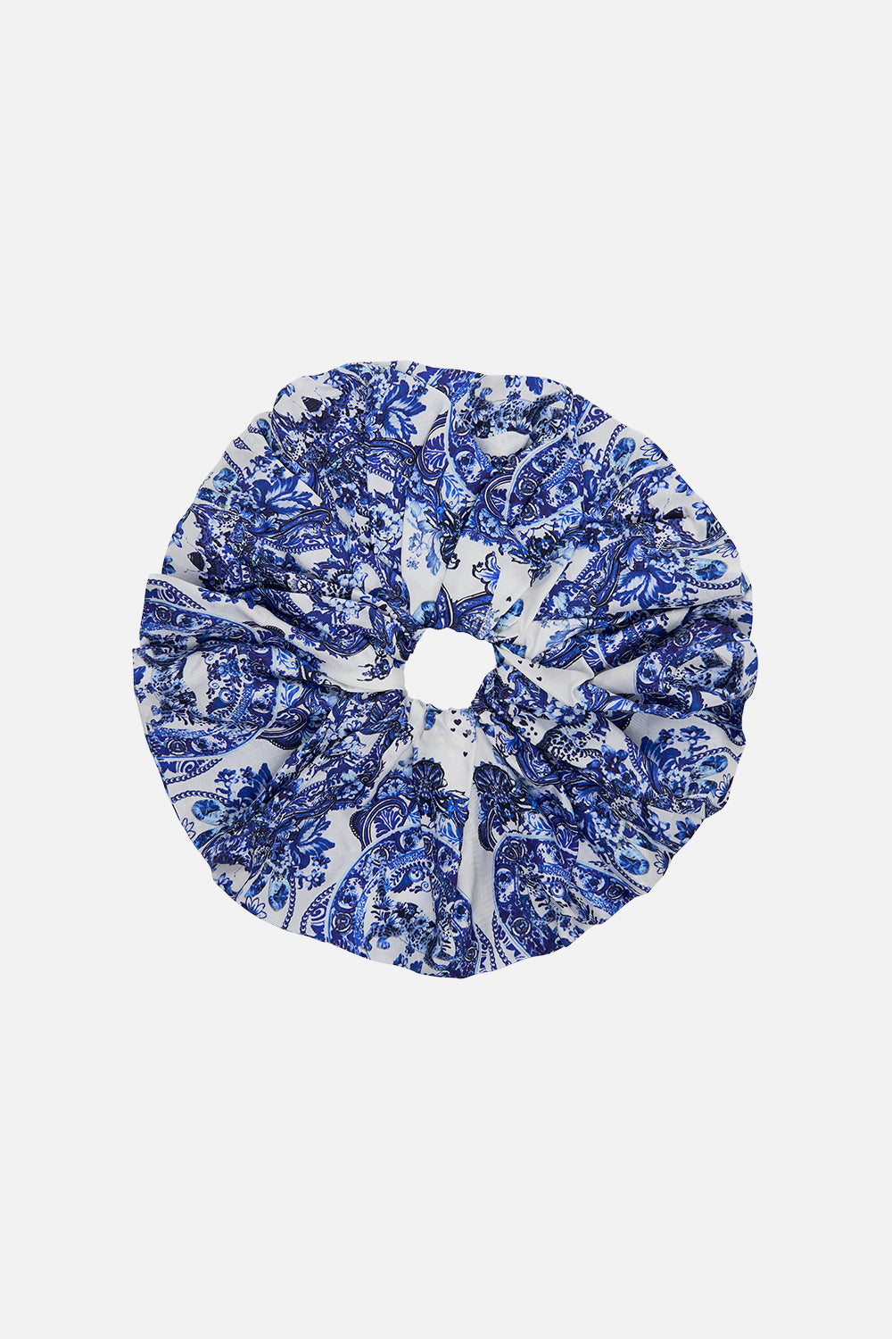 CAMILLA silk scrunchie in Glaze And Graze print