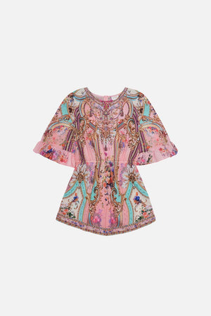 Product view of MILLA BY CAMILLA kids pink playsuit in Letters FromThe Pink Room print 
