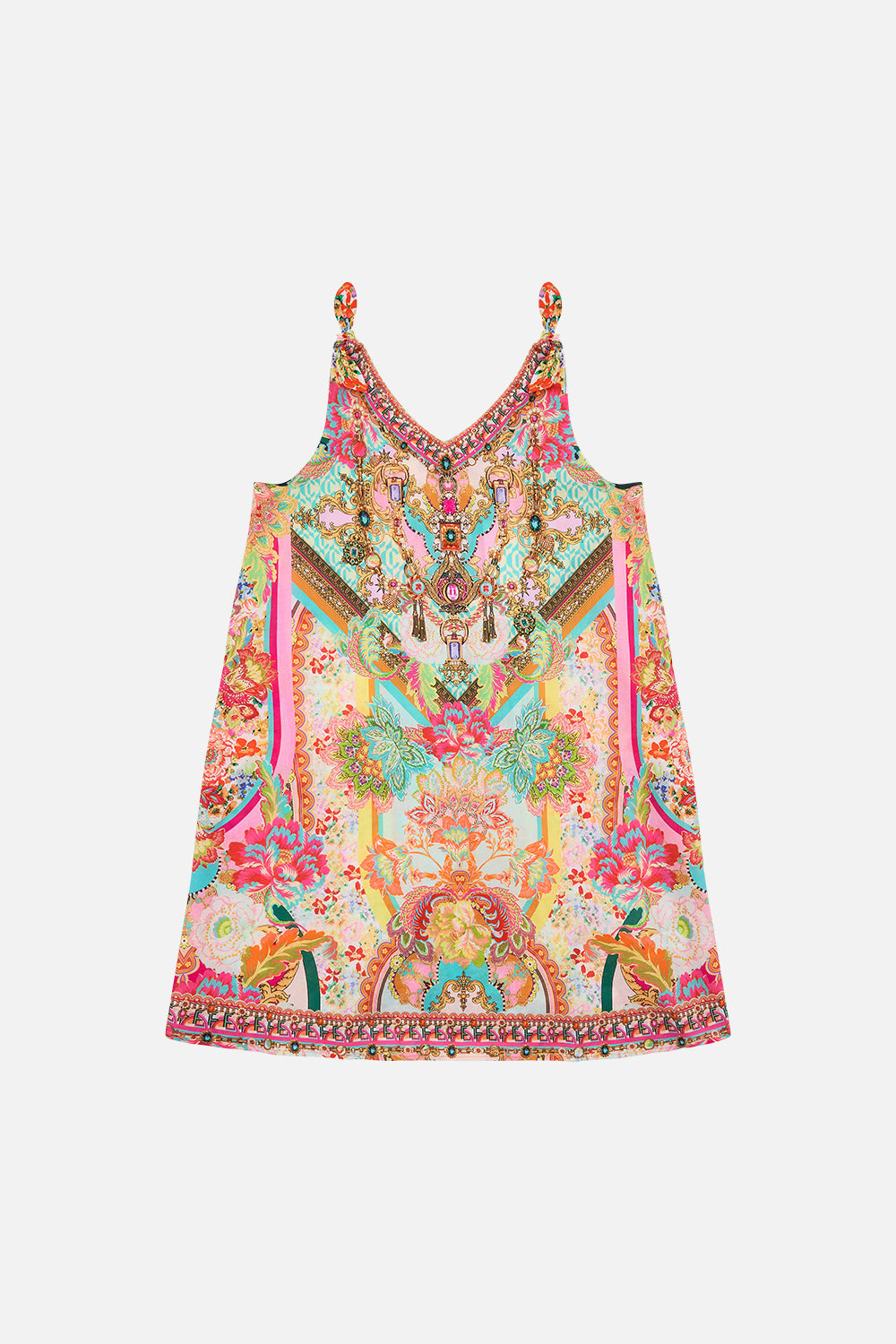 Product view of MILLA BY CAMILLA kids tie shoulder dress in An Italian Welcome print