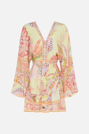 CAMILLA silk kimono mini dress in Cosmic Tuscan print 