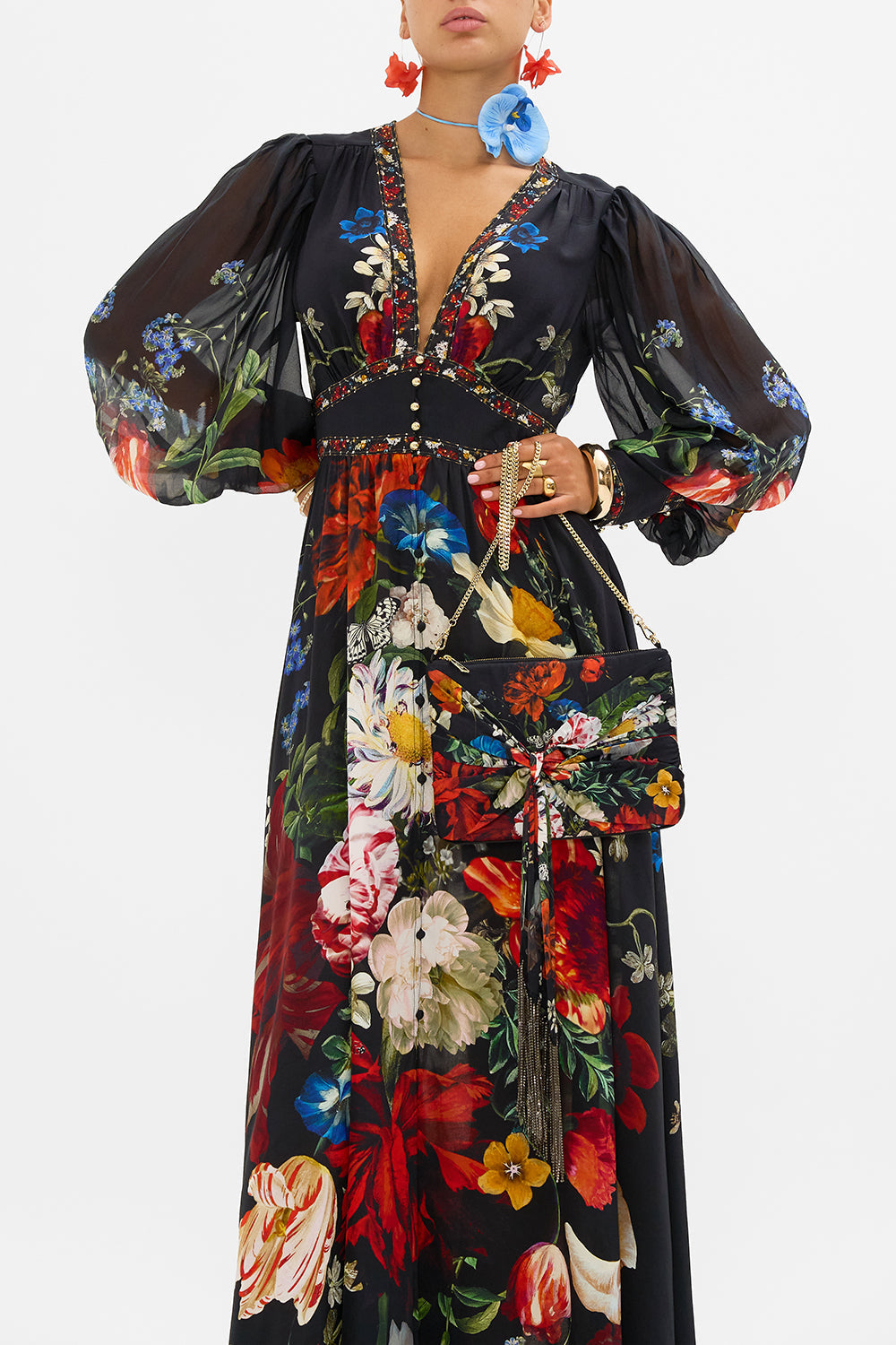 CAMILLA silk clutch in A Still Life print