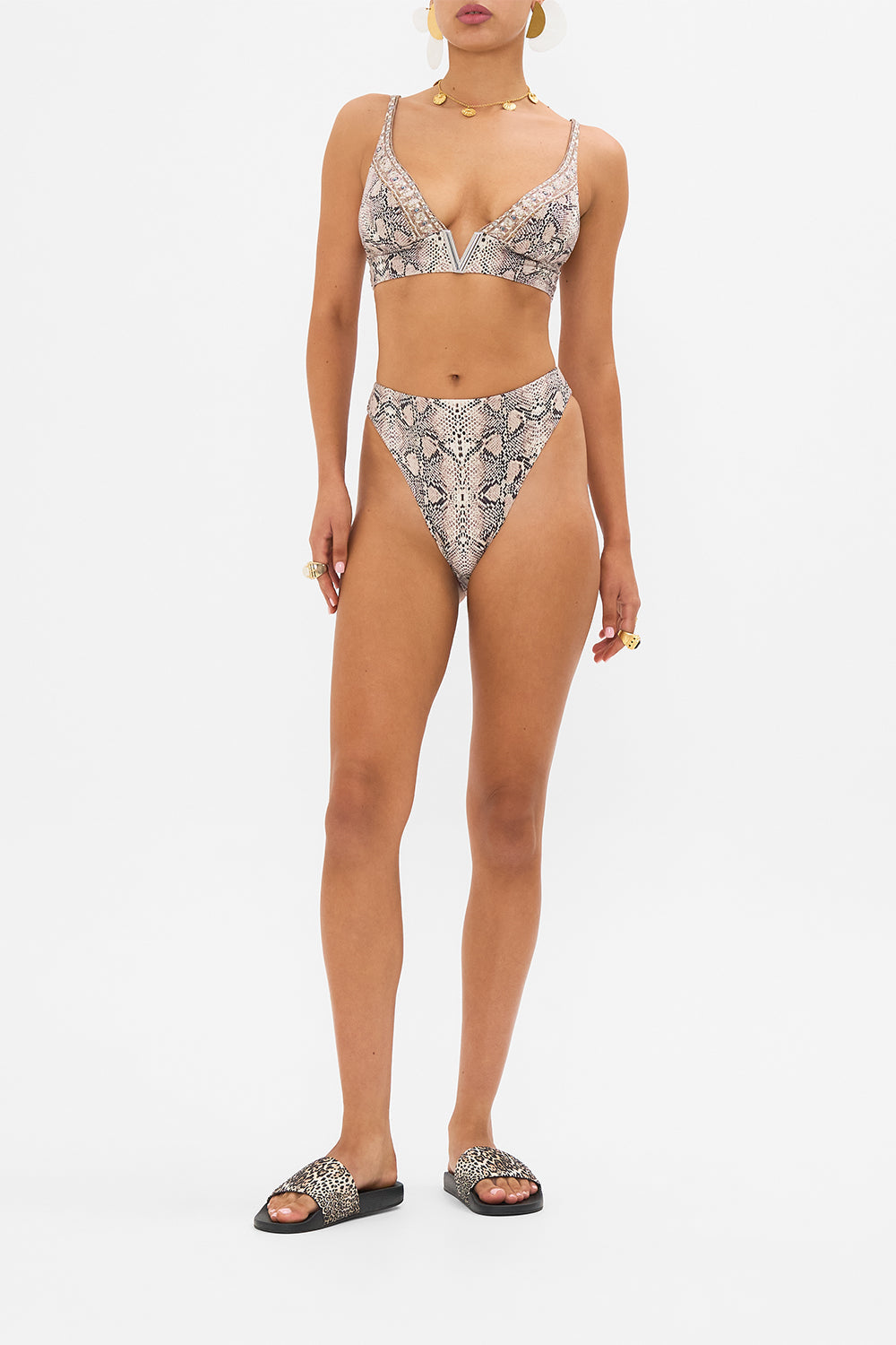 CAMILLA resortwear bikini top in Looking Glass Houses print