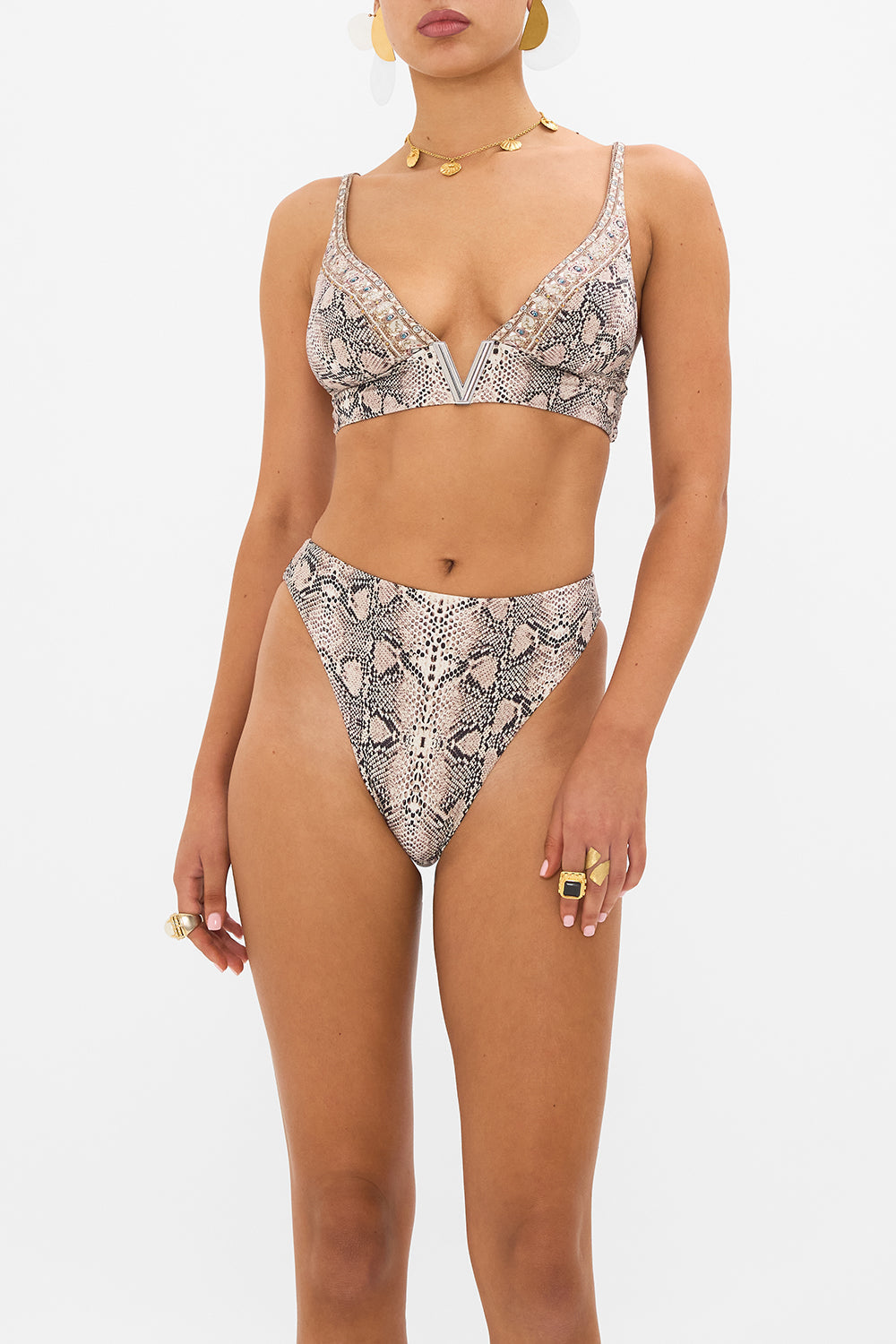 CAMILLA resortwear bikini top in Looking Glass Houses print