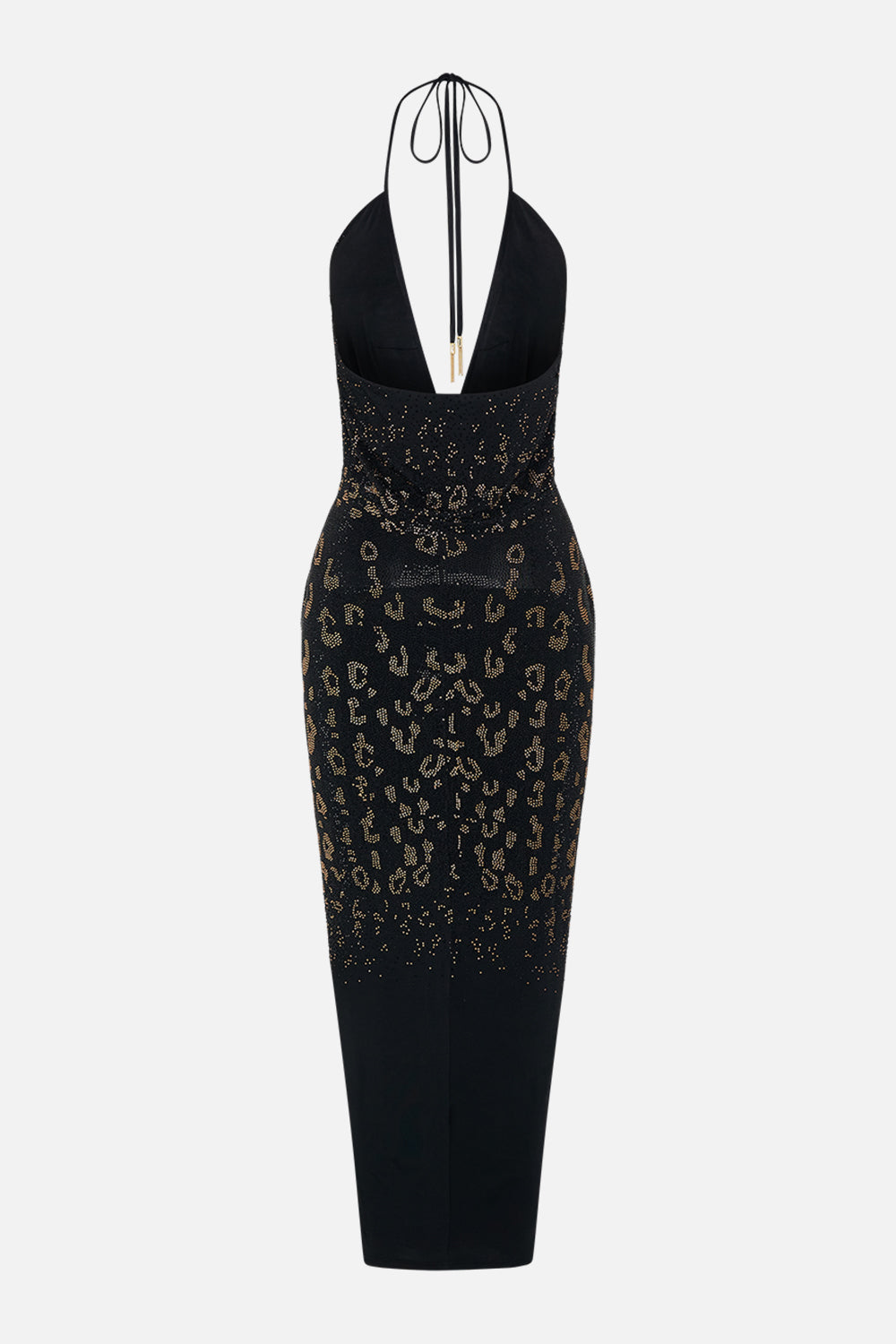 Back product view of CAMILLA black jersey dress in Mosaic Muse  