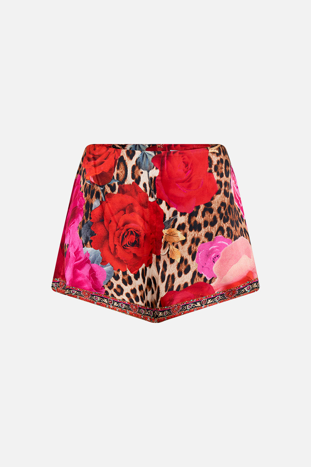 Product view of  CAMILLA silk shorts in Heart Like A Wildflower print