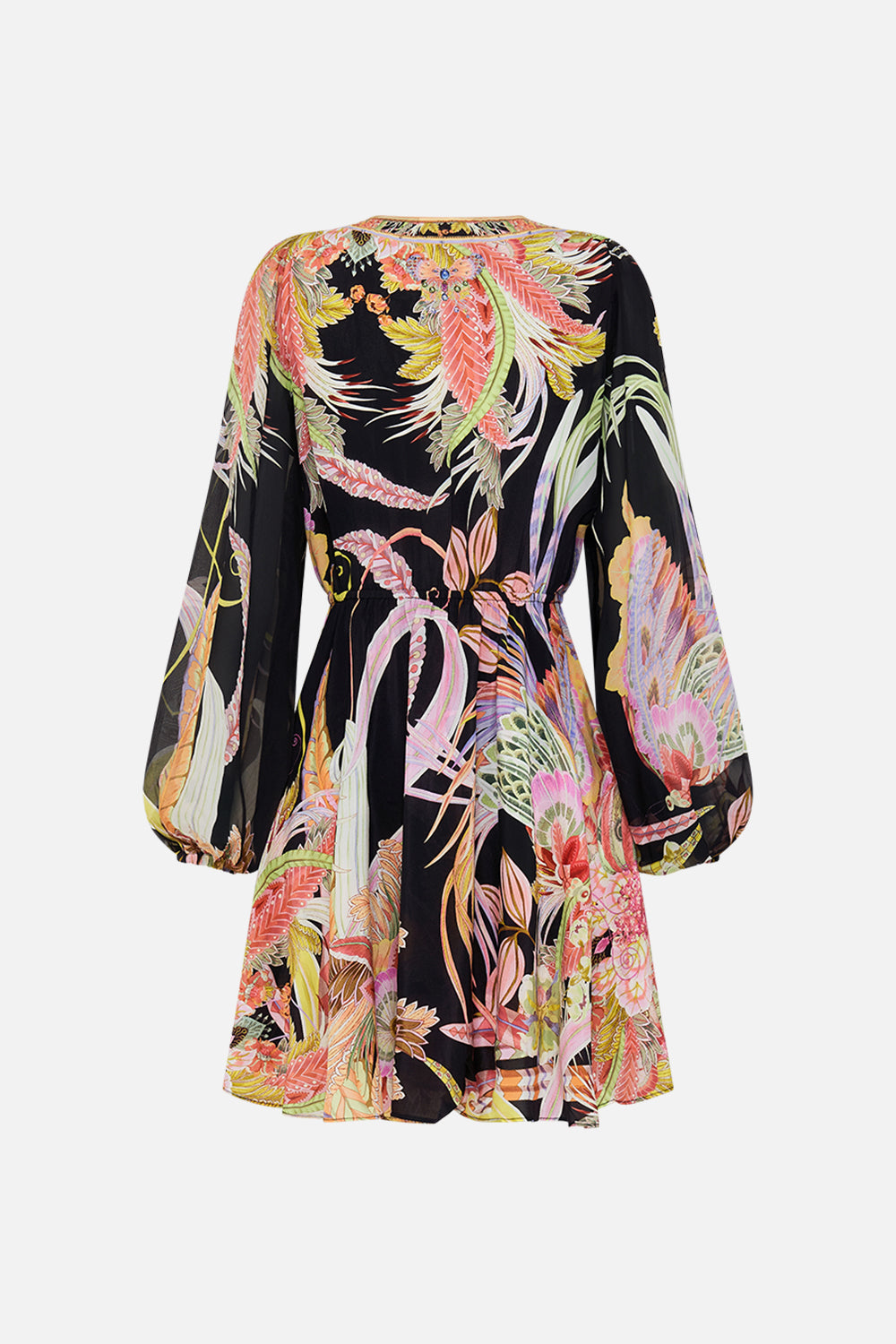 CAMILLA silk mini tie dress in Lady Of The Moon print