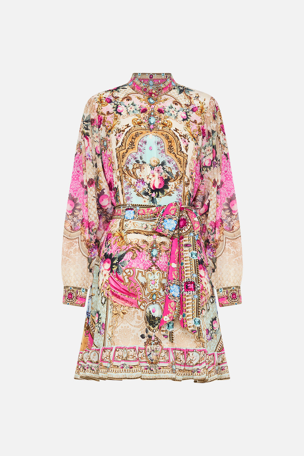 Product view of  CAMILLA pink shirt dress in Call Of The Canal print